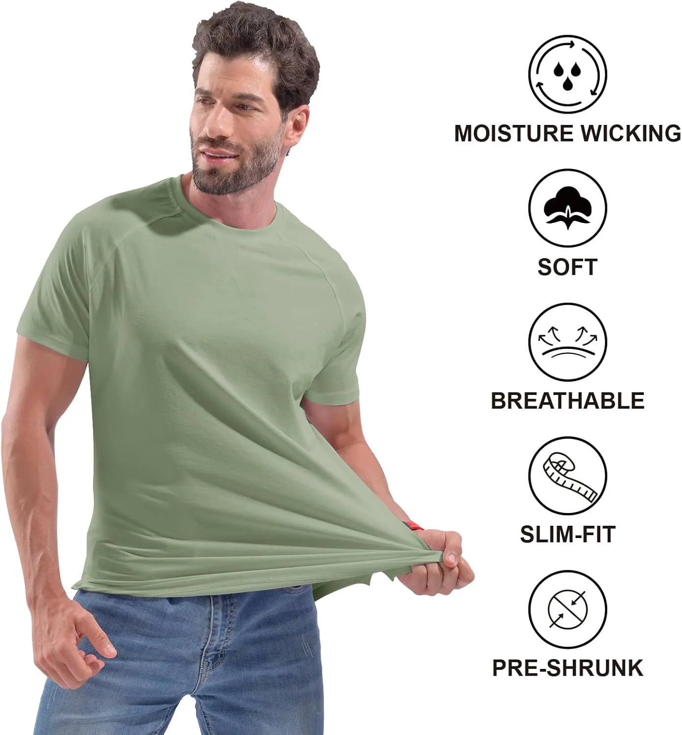 DEOLAX Mens T Shirt Fashion Muscle Crew Neck Mens Tee Shirts Short Sleeve Casual Classic Dry Fit Mens Athletic Tee Shirts