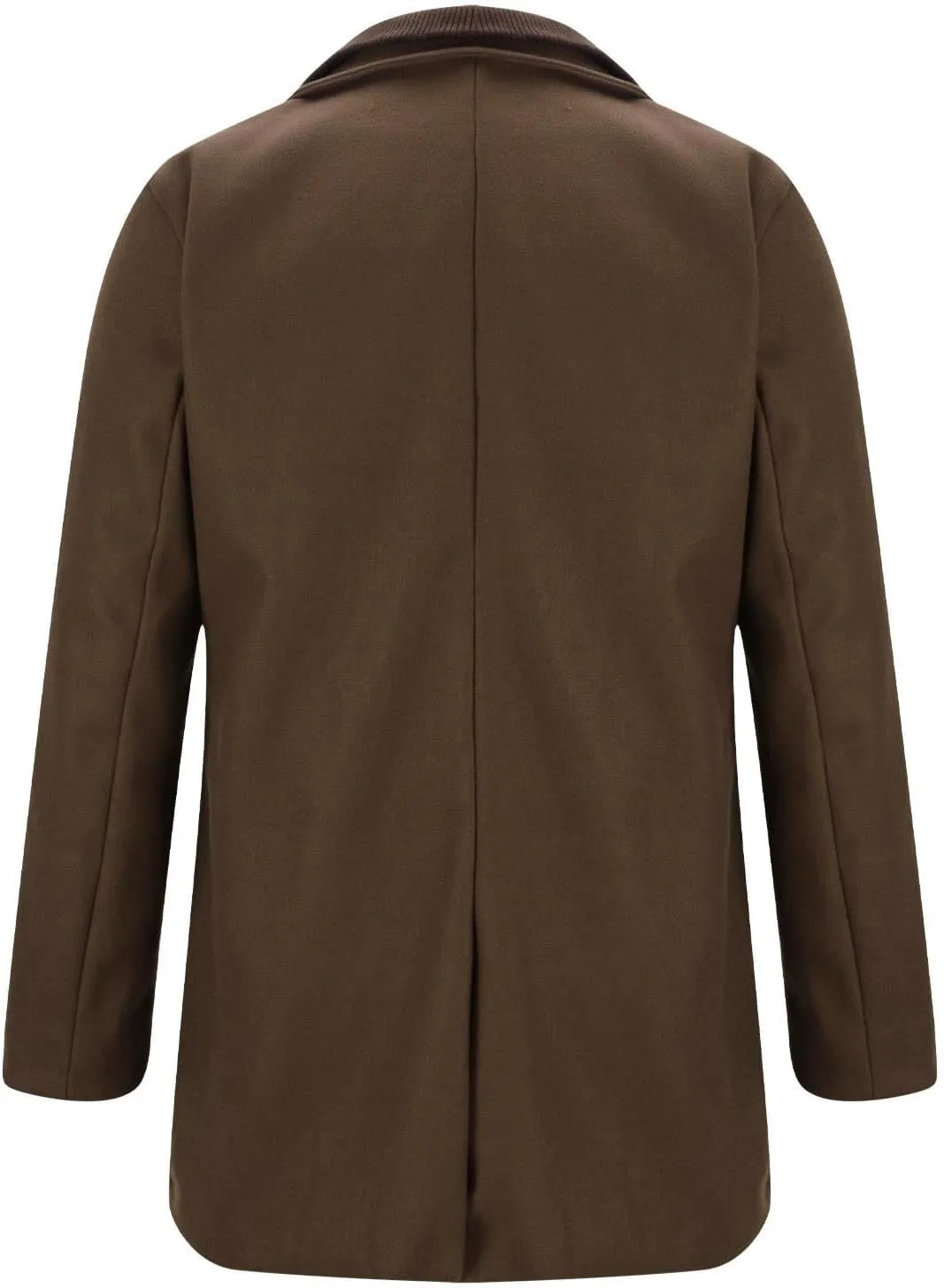 Dgoopd Men's Wool Blend Trench Coat Stand Collar Peacoat Mid Length Winter Coat Fashion Overcoat Thermal Outwear