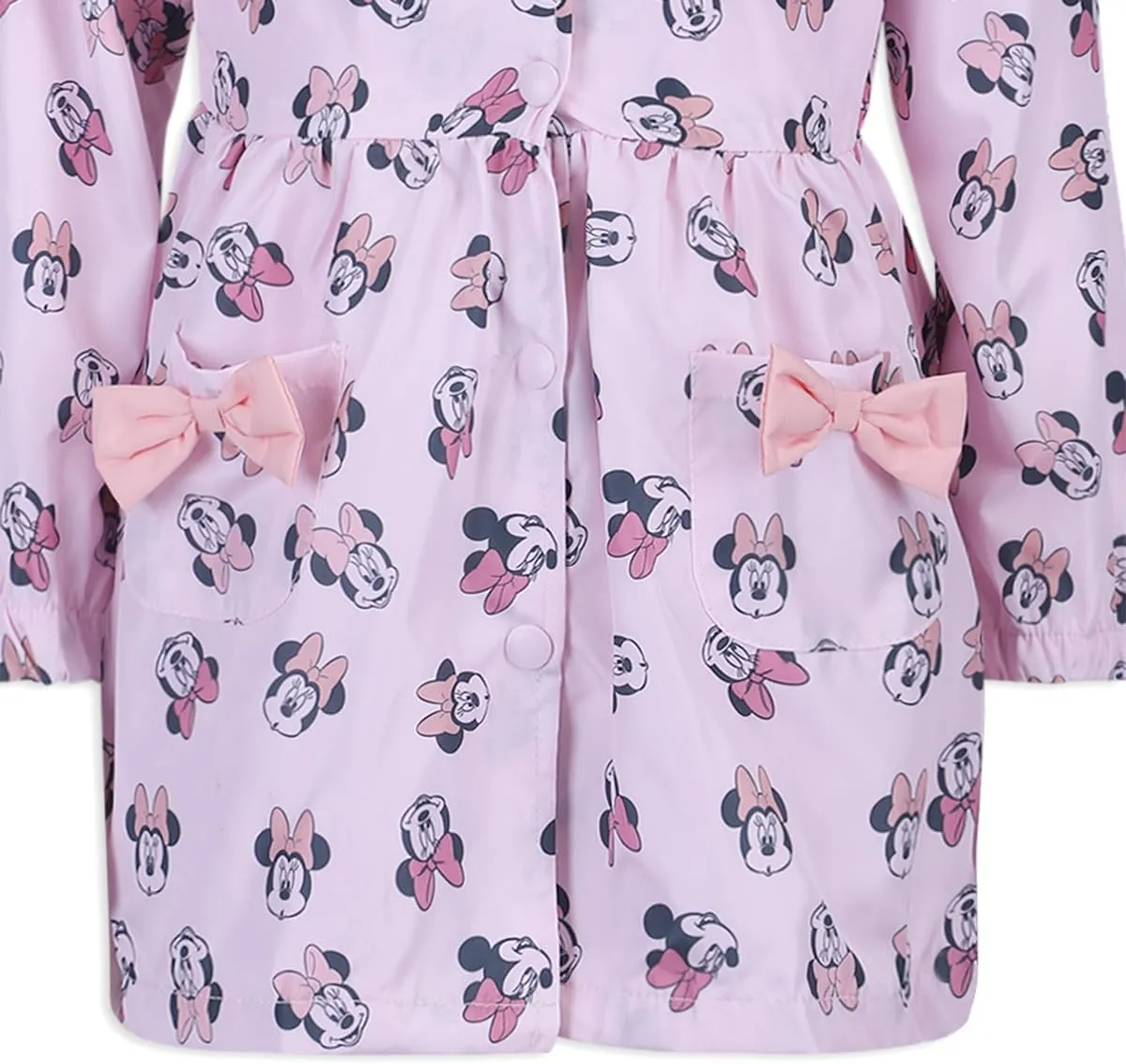 Disney Minnie Mouse Girls Water Resistant Windbreaker Jacket with Ears for Toddler Kids