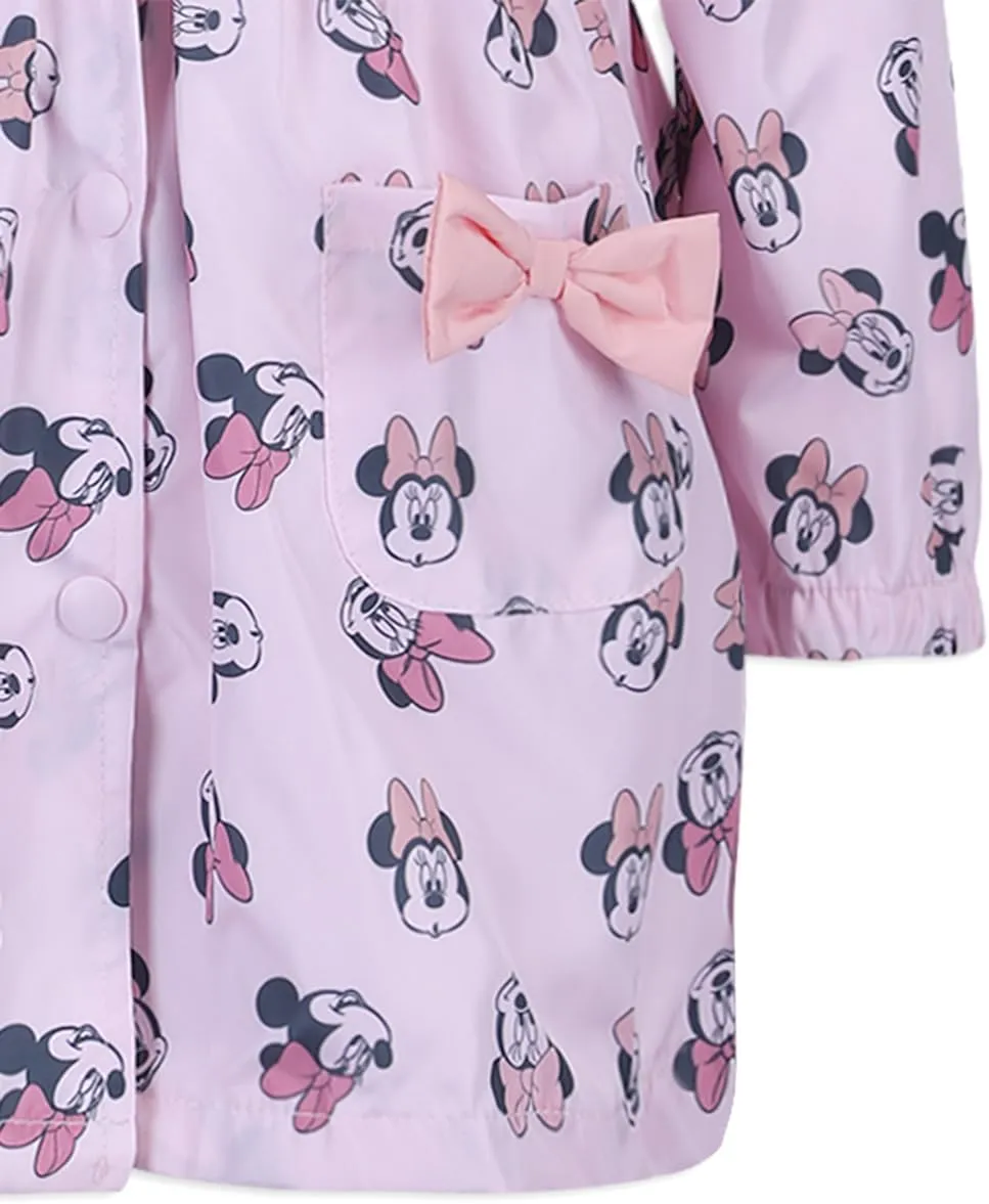 Disney Minnie Mouse Girls Water Resistant Windbreaker Jacket with Ears for Toddler Kids