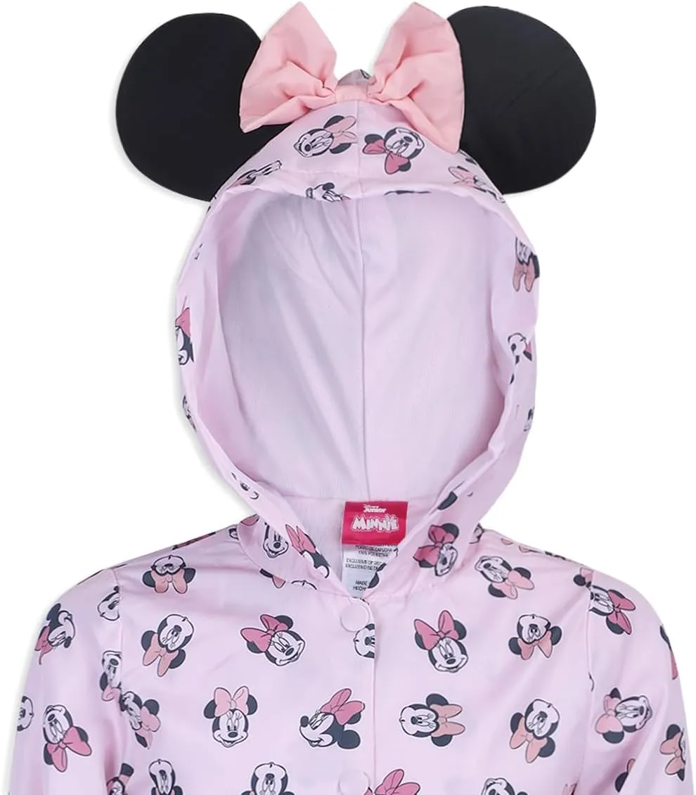 Disney Minnie Mouse Girls Water Resistant Windbreaker Jacket with Ears for Toddler Kids