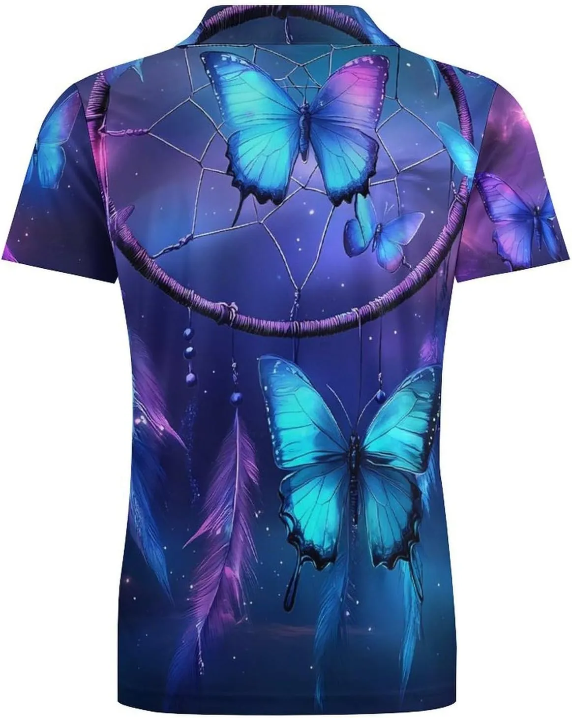 Dream Catcher Butterfly Purple Men's Polo-Shirt Regular-Fit Short Sleeve Sports Quick Dry Golf Tennis T-Shirt