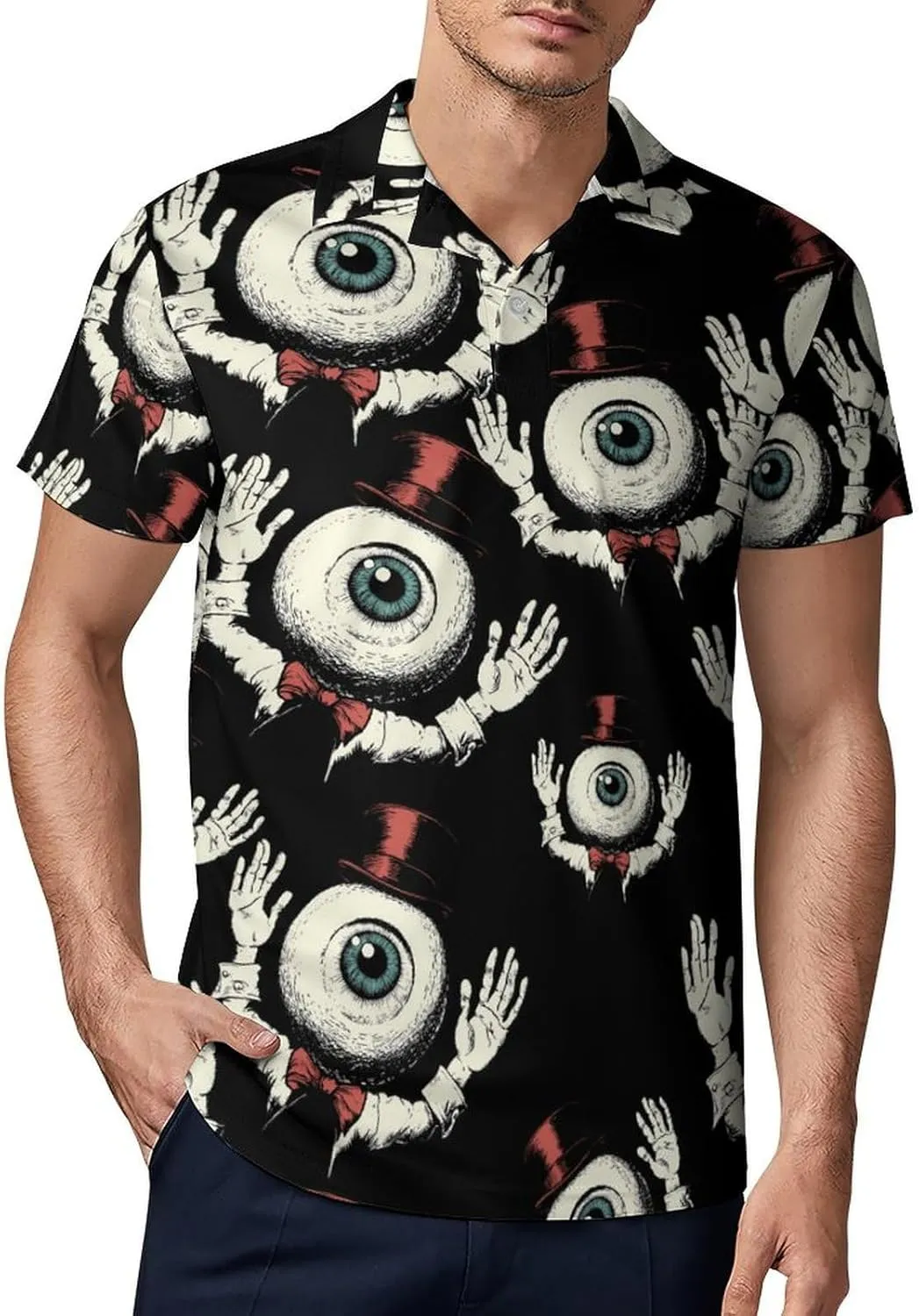 Evil Eye Gentleman Men's Polo-Shirt Regular-Fit Short Sleeve Sports Quick Dry Golf Tennis T-Shirt