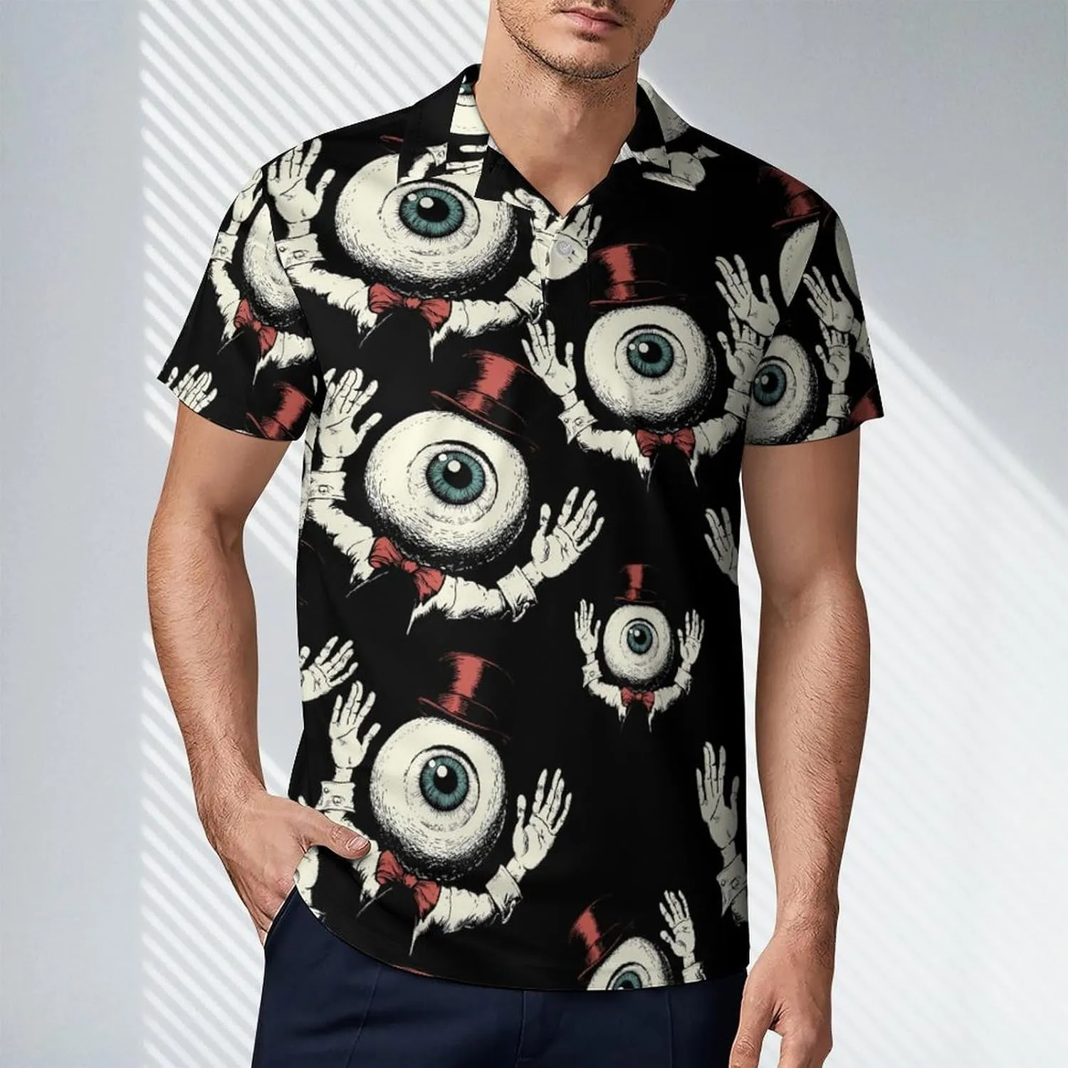 Evil Eye Gentleman Men's Polo-Shirt Regular-Fit Short Sleeve Sports Quick Dry Golf Tennis T-Shirt