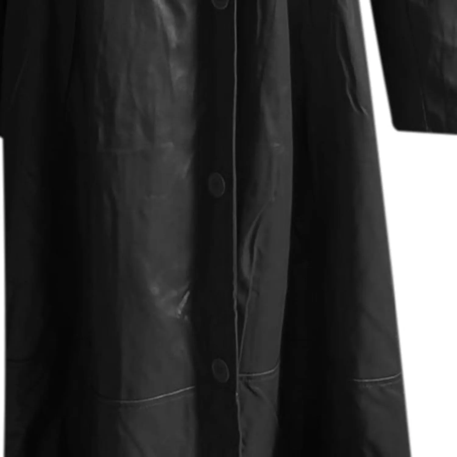 Faux Leather Jacket Men Full Length Trench Coat Notched Collar Long Jacket Vintage Motorcycle Coats Steampunk Overcoat