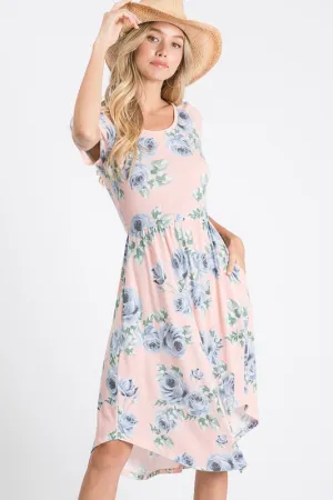 Feminine Floral Dress in Pink
