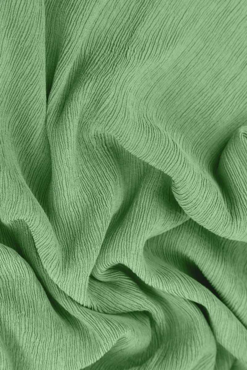 Flowy Crinkled Green Sorbet Silk Viscose Dress