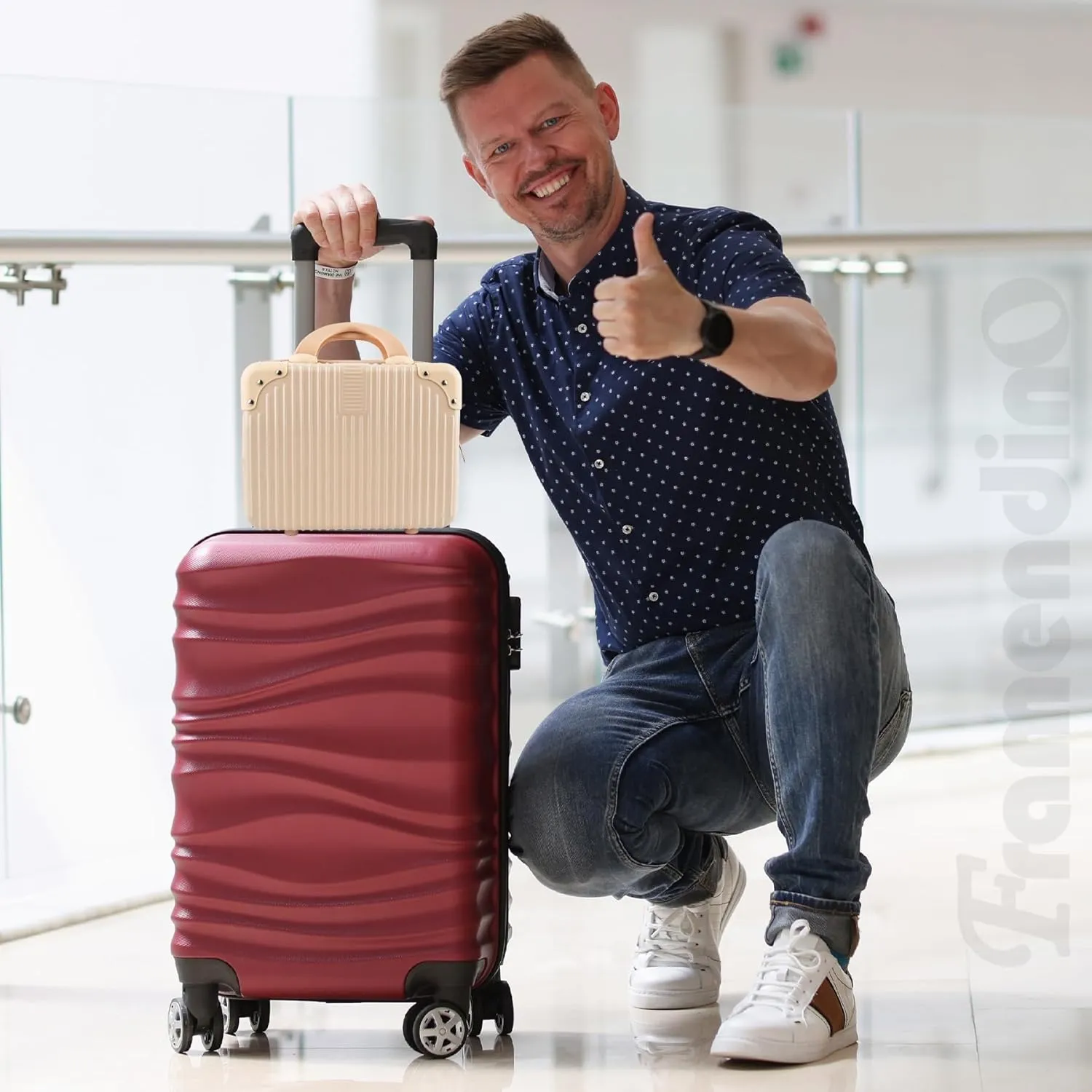 Framendino, Portable Hard Shell Cosmetic Suitcase Makeup Travel Case Pink