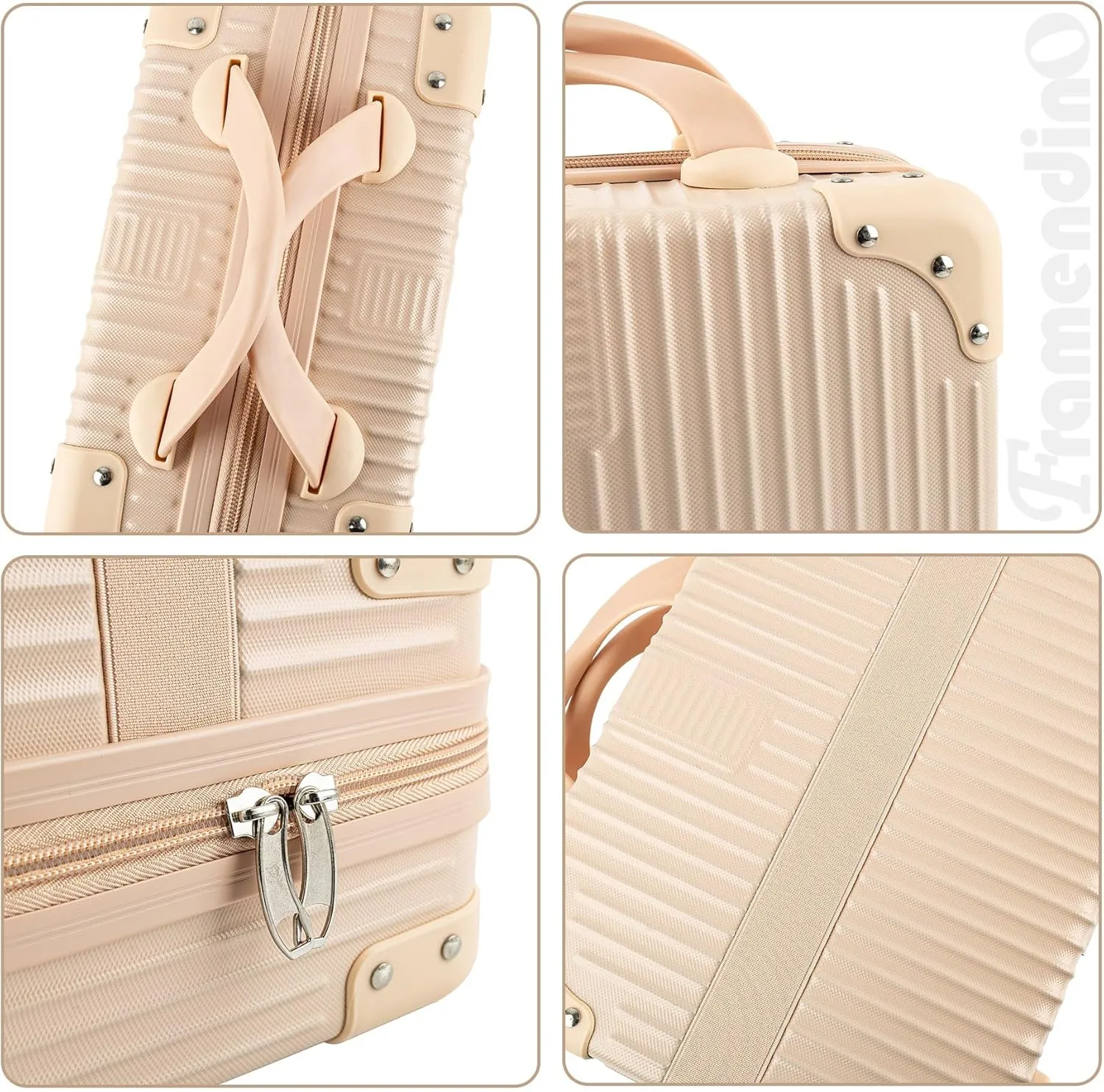 Framendino, Portable Hard Shell Cosmetic Suitcase Makeup Travel Case Pink
