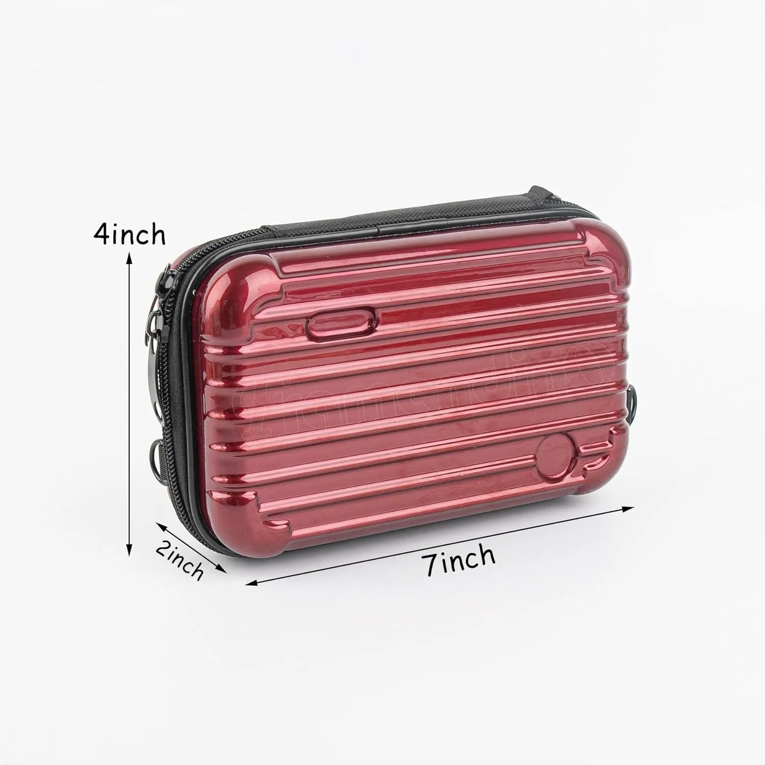 Framendino, Red Hard Shell Cosmetics Case Mini Cross Body Bag Mini Hard Shell Suitcase with Detachable Grip Rope and Shoulder Strap