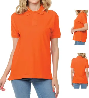 FRESH TEE Women's Adult Unisex 100% Cotton Classic Fit Polo Shirt Short Sleeve for Daily Work School Uniform