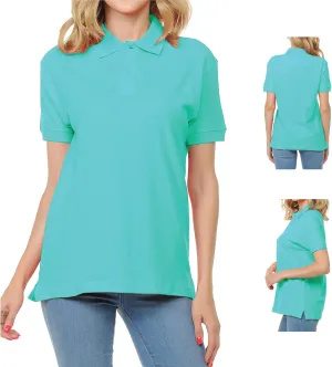 FRESH TEE Women's Adult Unisex 100% Cotton Classic Fit Polo Shirt Short Sleeve for Daily Work School Uniform