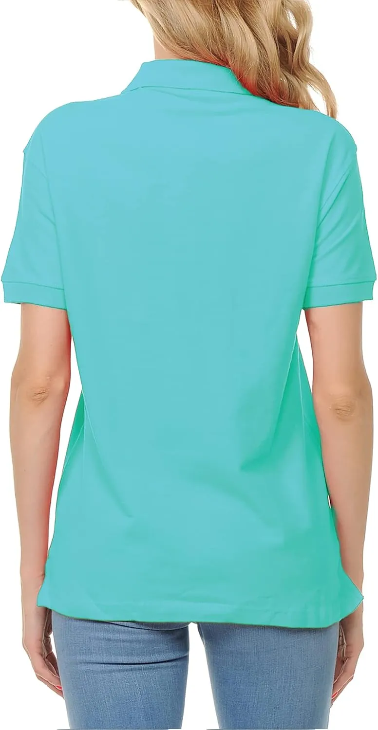 FRESH TEE Women's Adult Unisex 100% Cotton Classic Fit Polo Shirt Short Sleeve for Daily Work School Uniform