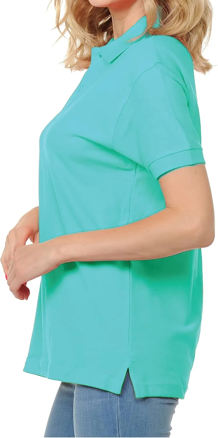 FRESH TEE Women's Adult Unisex 100% Cotton Classic Fit Polo Shirt Short Sleeve for Daily Work School Uniform