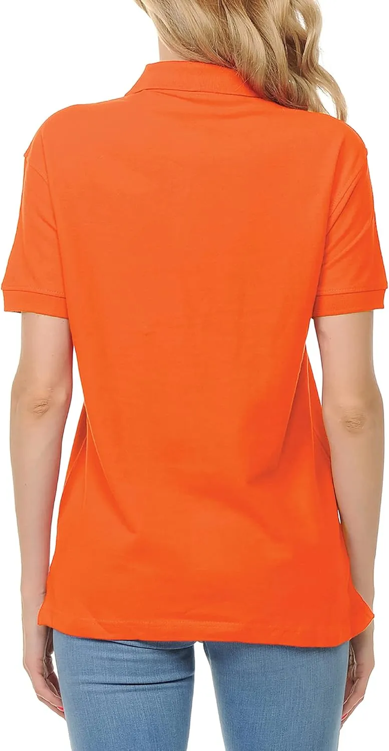 FRESH TEE Women's Adult Unisex 100% Cotton Classic Fit Polo Shirt Short Sleeve for Daily Work School Uniform