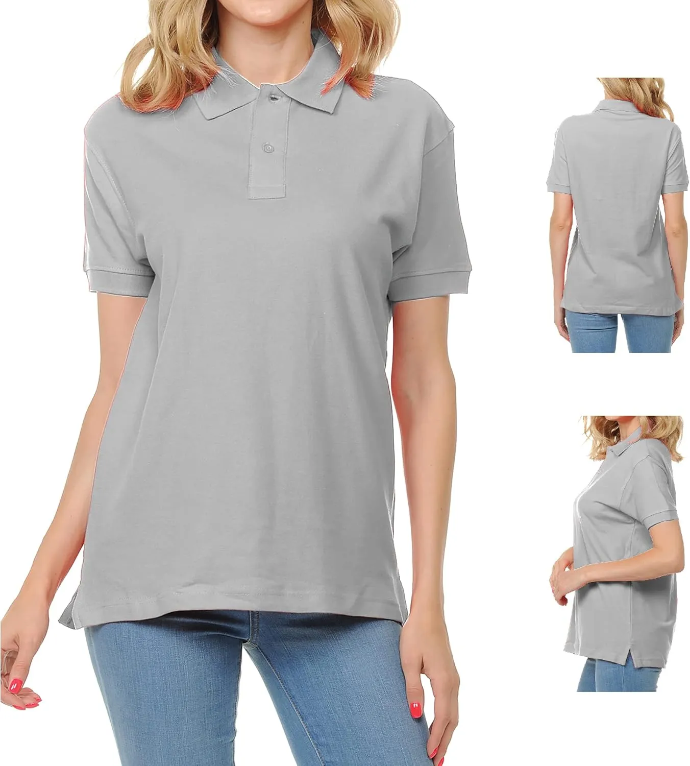FRESH TEE Women's Adult Unisex 100% Cotton Classic Fit Polo Shirt Short Sleeve for Daily Work School Uniform