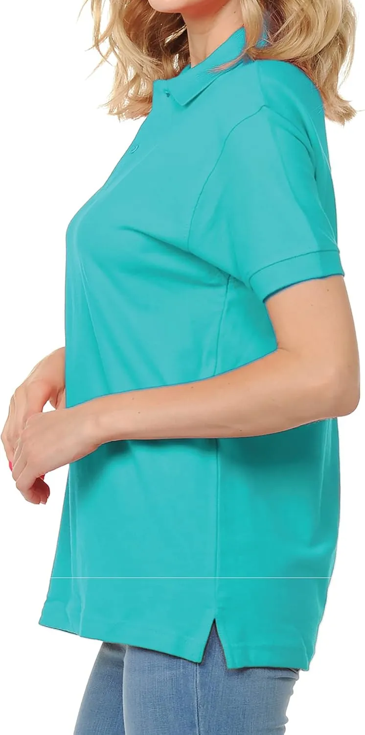 FRESH TEE Women's Adult Unisex 100% Cotton Classic Fit Polo Shirt Short Sleeve for Daily Work School Uniform