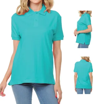 FRESH TEE Women's Adult Unisex 100% Cotton Classic Fit Polo Shirt Short Sleeve for Daily Work School Uniform