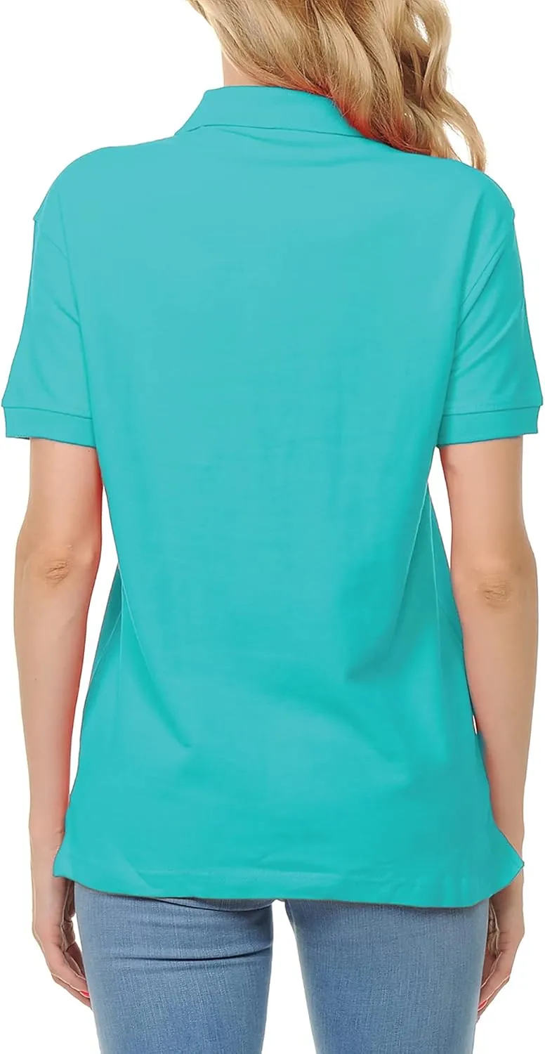 FRESH TEE Women's Adult Unisex 100% Cotton Classic Fit Polo Shirt Short Sleeve for Daily Work School Uniform