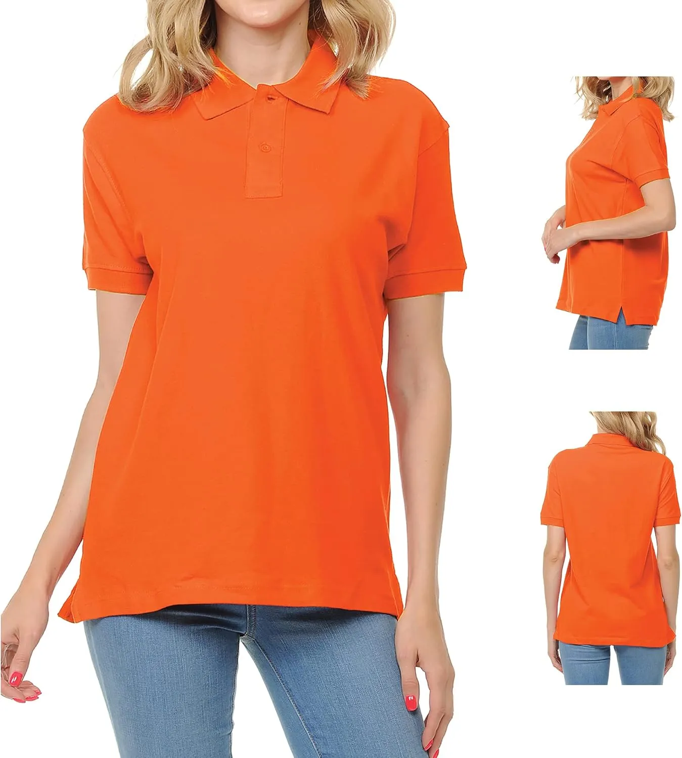 FRESH TEE Women's Adult Unisex 100% Cotton Classic Fit Polo Shirt Short Sleeve for Daily Work School Uniform
