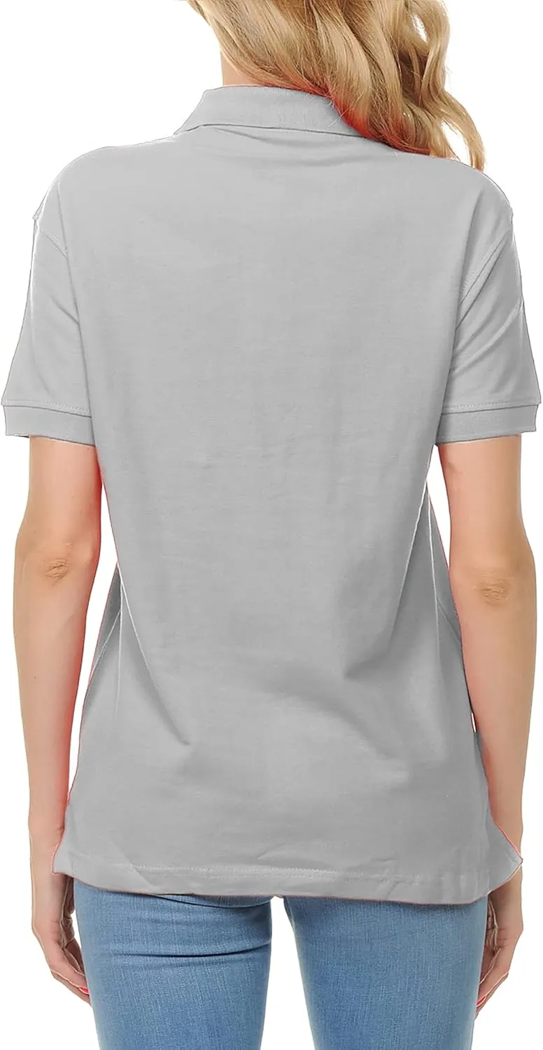 FRESH TEE Women's Adult Unisex 100% Cotton Classic Fit Polo Shirt Short Sleeve for Daily Work School Uniform