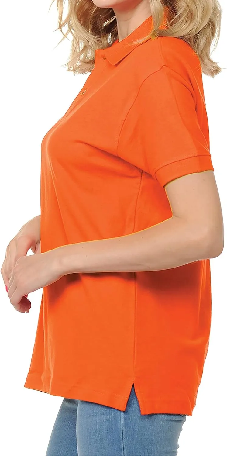 FRESH TEE Women's Adult Unisex 100% Cotton Classic Fit Polo Shirt Short Sleeve for Daily Work School Uniform