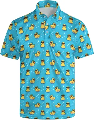 Funny Golf Polos for Men Funny Print Short Sleeve Shirts Quick Dry Polo Shirts Hawaiian Shirt Performance Golf Outfits