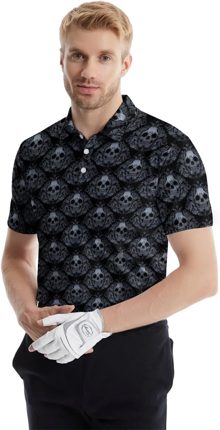 Funny Golf Polos for Men Funny Print Short Sleeve Shirts Quick Dry Polo Shirts Hawaiian Shirt Performance Golf Outfits
