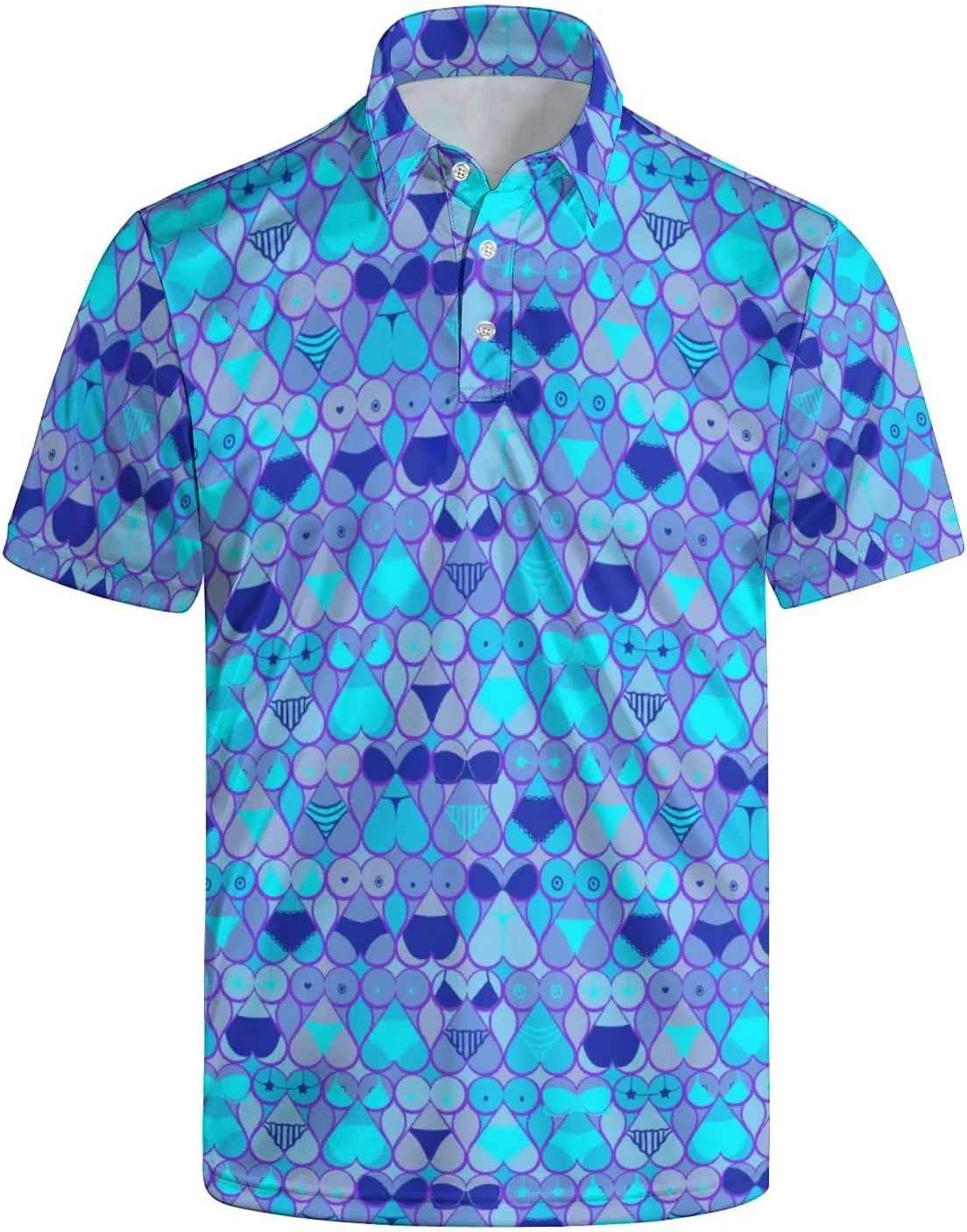 Funny Golf Polos for Men Funny Print Short Sleeve Shirts Quick Dry Polo Shirts Hawaiian Shirt Performance Golf Outfits