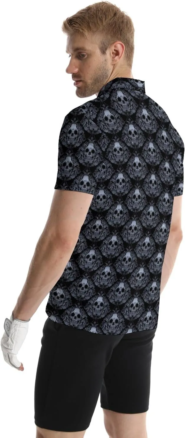 Funny Golf Polos for Men Funny Print Short Sleeve Shirts Quick Dry Polo Shirts Hawaiian Shirt Performance Golf Outfits