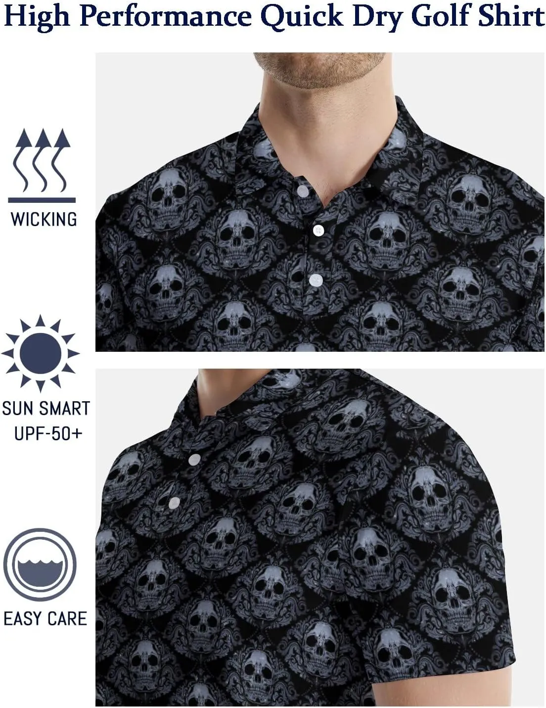 Funny Golf Polos for Men Funny Print Short Sleeve Shirts Quick Dry Polo Shirts Hawaiian Shirt Performance Golf Outfits