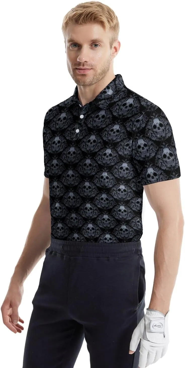 Funny Golf Polos for Men Funny Print Short Sleeve Shirts Quick Dry Polo Shirts Hawaiian Shirt Performance Golf Outfits