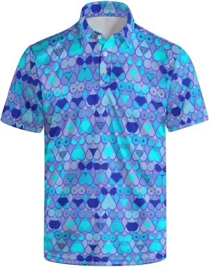 Funny Golf Polos for Men Funny Print Short Sleeve Shirts Quick Dry Polo Shirts Hawaiian Shirt Performance Golf Outfits