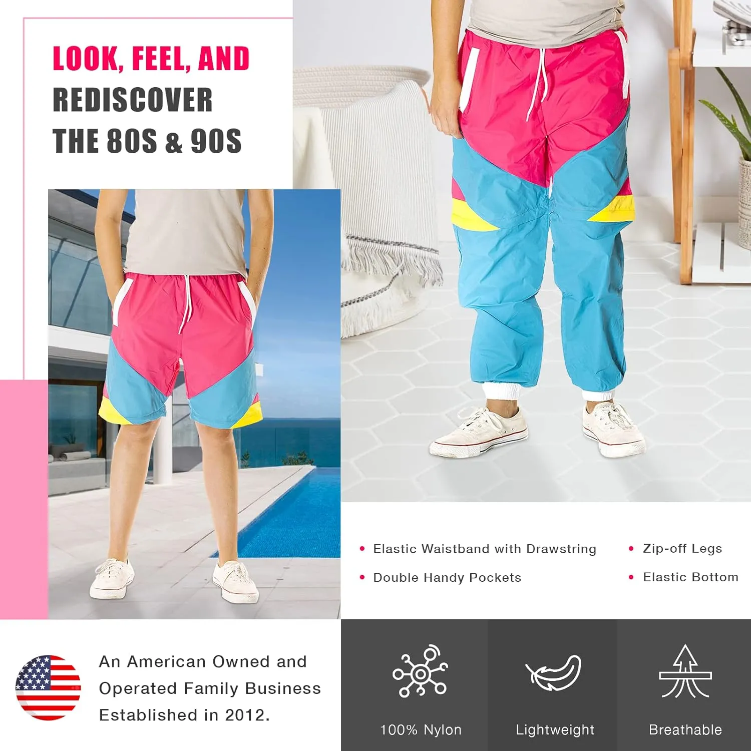 Funny Guy Mugs 80s & 90s Retro Neon Windbreaker Pants