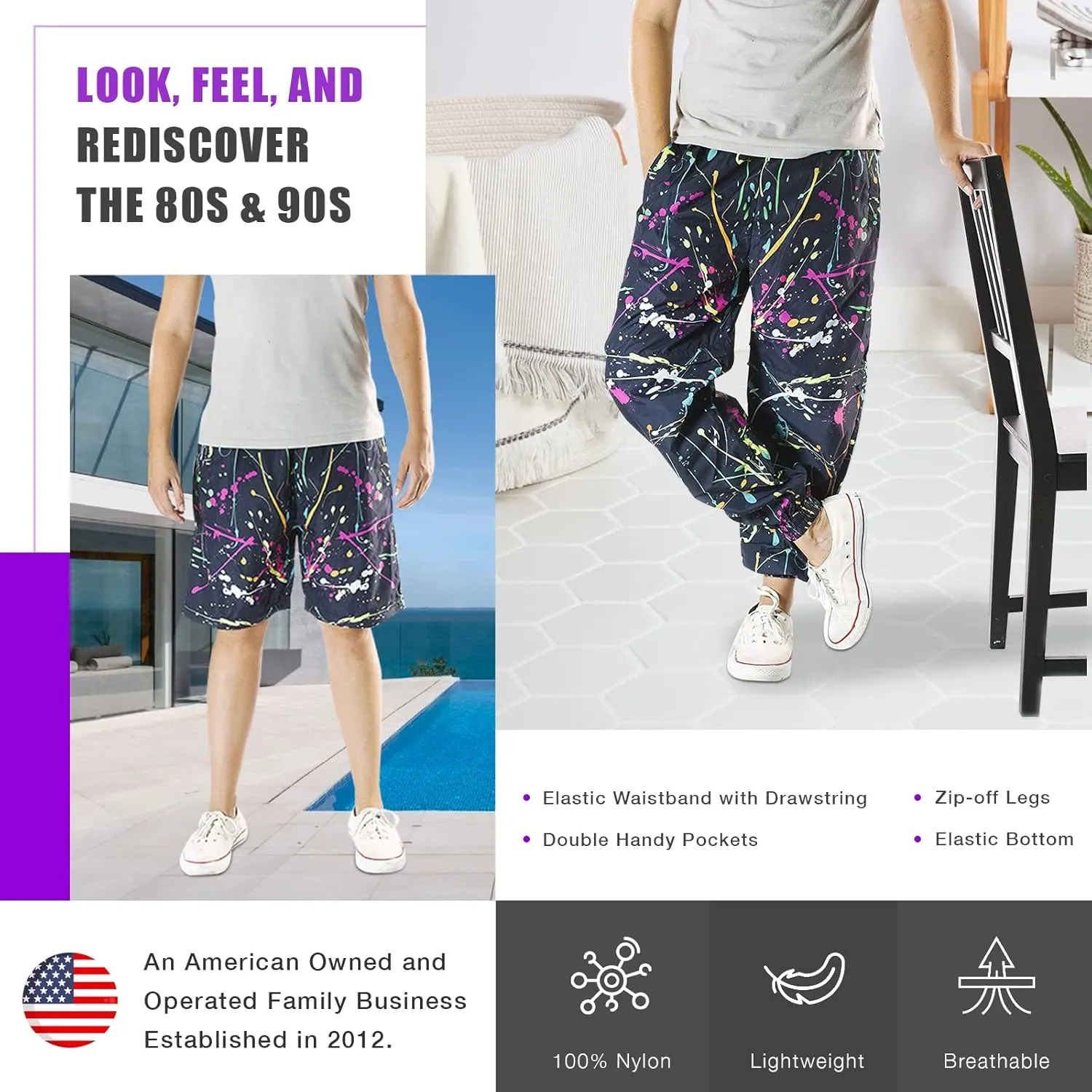 Funny Guy Mugs 80s & 90s Retro Neon Windbreaker Pants