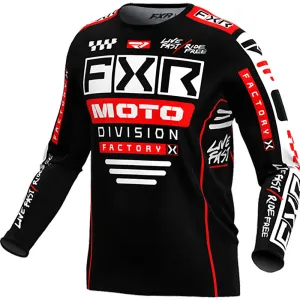 FXR  Podium Gladiator MX Jersey Lightweight Breathable Mesh Slim Fit Black Red