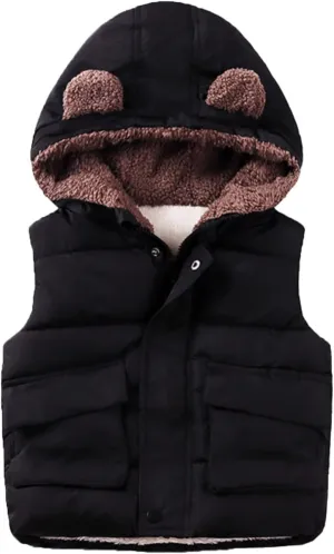 Girls Long Coat Boys And Girls Fall And Winter Bear Padded Hooded Vest Zipper Cotton Jacket Hot Trench Coat Girls