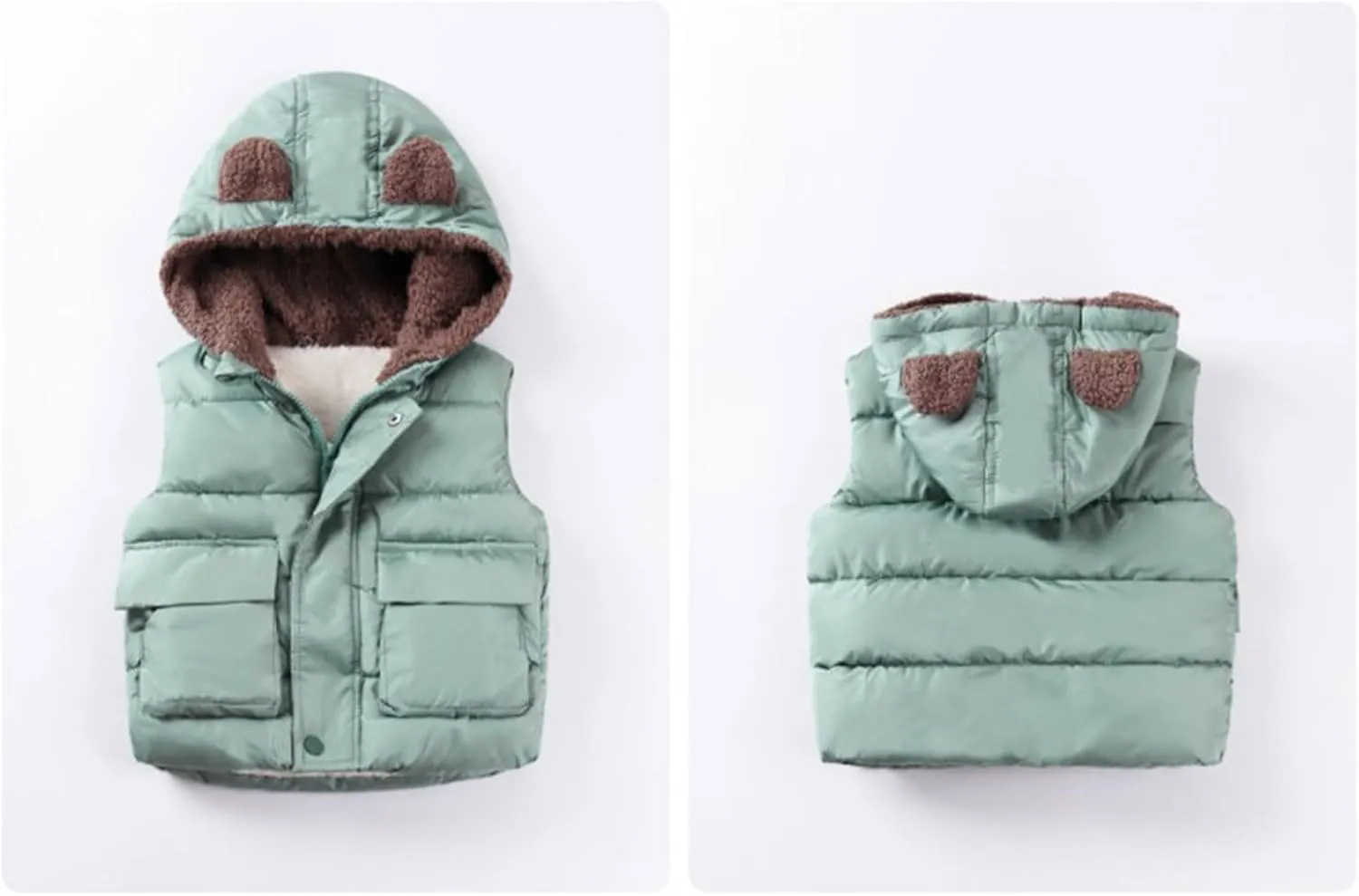 Girls Long Coat Boys And Girls Fall And Winter Bear Padded Hooded Vest Zipper Cotton Jacket Hot Trench Coat Girls