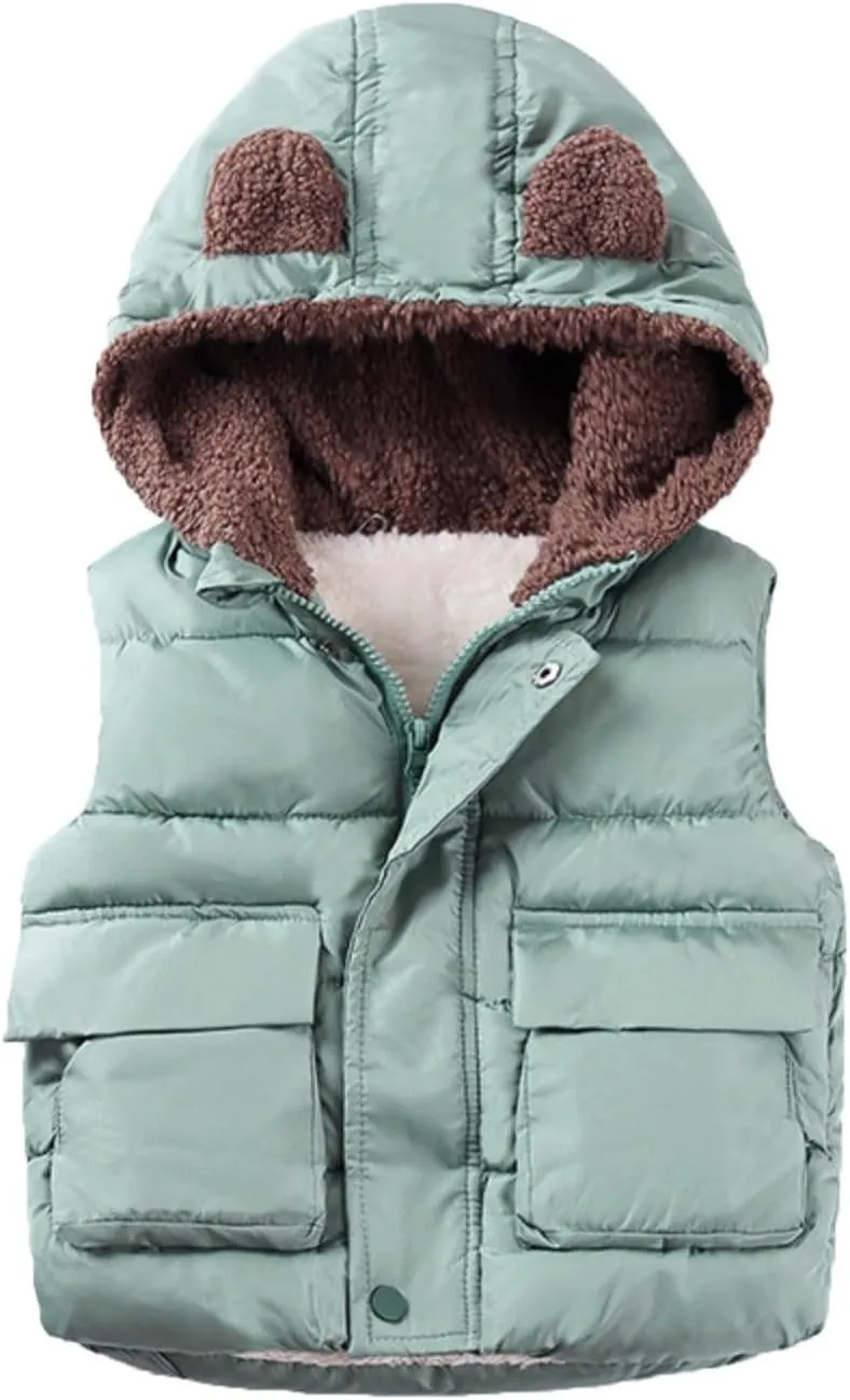 Girls Long Coat Boys And Girls Fall And Winter Bear Padded Hooded Vest Zipper Cotton Jacket Hot Trench Coat Girls