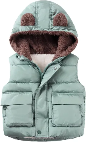 Girls Long Coat Boys And Girls Fall And Winter Bear Padded Hooded Vest Zipper Cotton Jacket Hot Trench Coat Girls