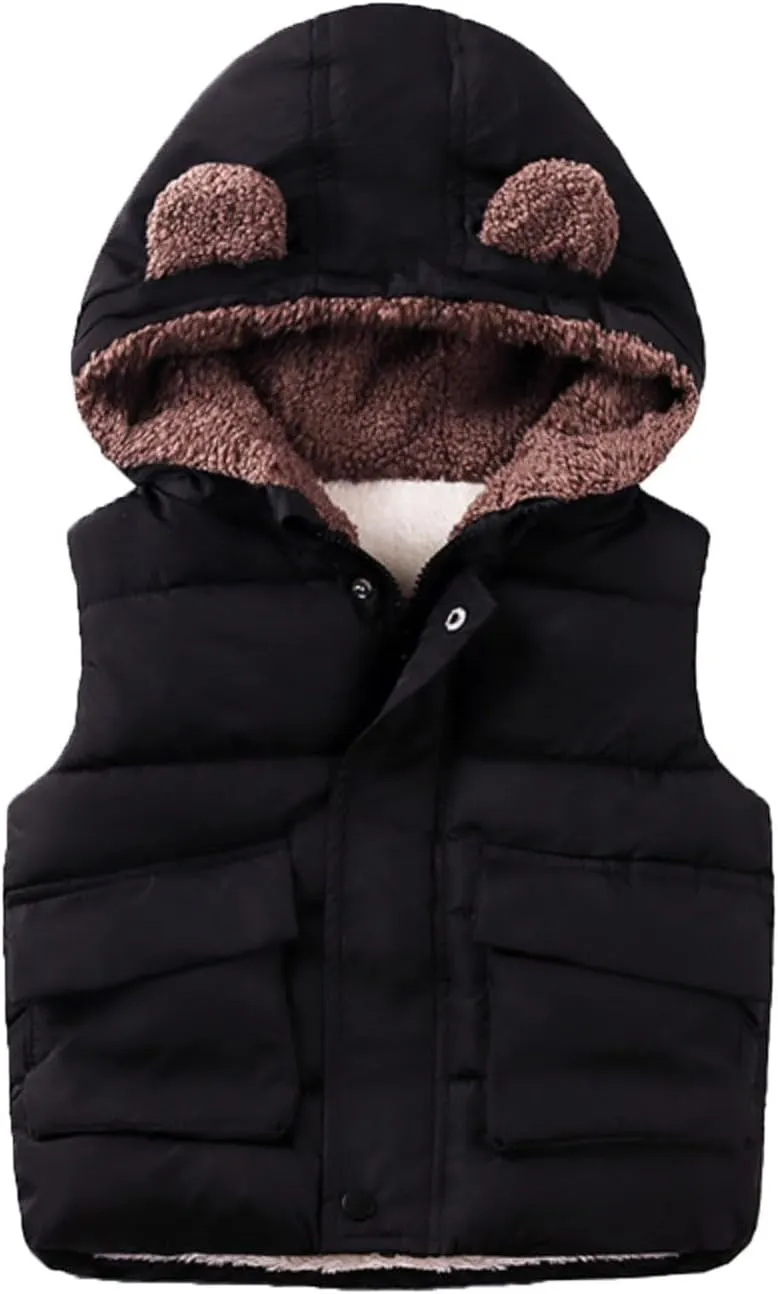 Girls Long Coat Boys And Girls Fall And Winter Bear Padded Hooded Vest Zipper Cotton Jacket Hot Trench Coat Girls