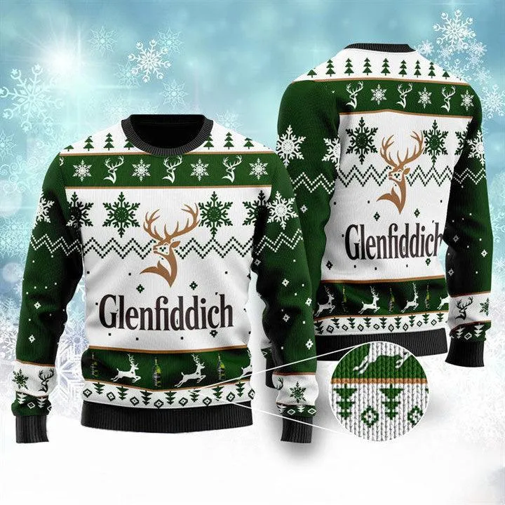 Glenfiddich Whisky Wine Ugly Christmas Sweater