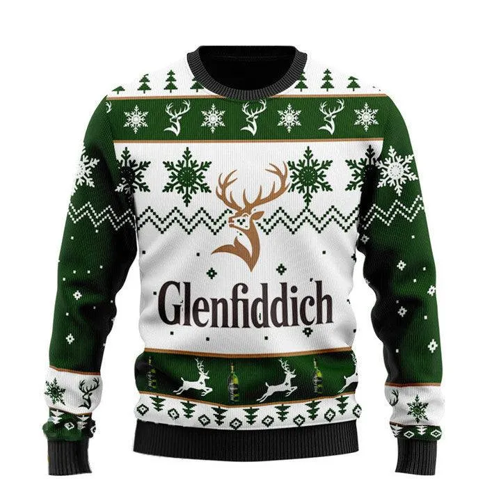 Glenfiddich Whisky Wine Ugly Christmas Sweater