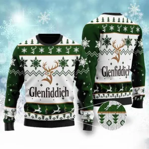 Glenfiddich Whisky Wine Ugly Christmas Sweater