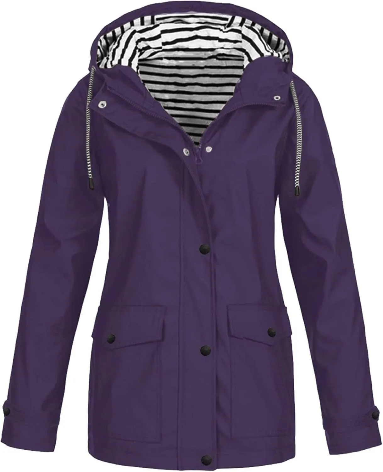 GOFULY Womens Rain Coats With Hood Waterproof Fleece Zip Up Lightweight Rain Jacket With Pocket Fall Winter Windbreaker