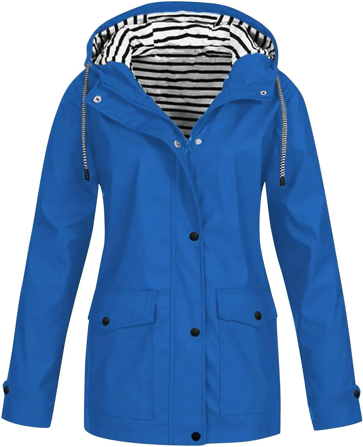 GOFULY Womens Rain Coats With Hood Waterproof Fleece Zip Up Lightweight Rain Jacket With Pocket Fall Winter Windbreaker