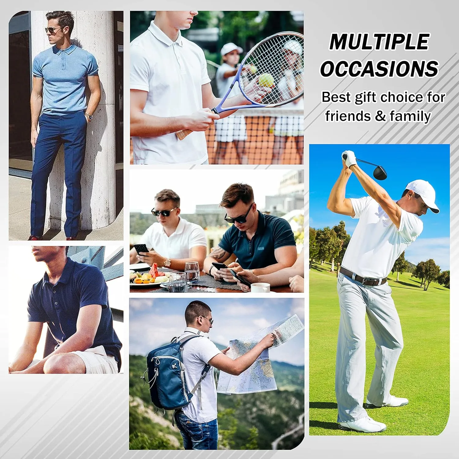 Golf Shirts for Men Performance Athletic Fit Men's Golf Polo Shirts for Men Funny Quick-Dry Short Sleeve Polo Shirt
