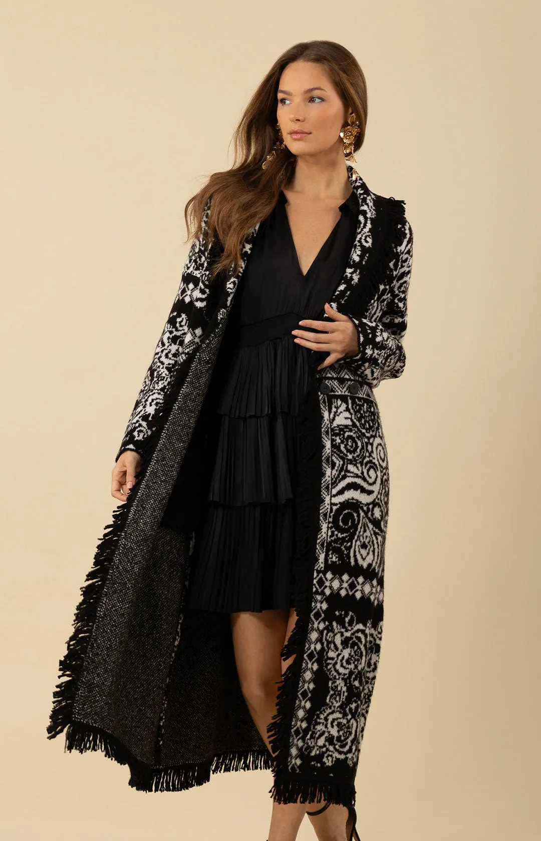 Haisley Wool Blend Jacquard Sweater Maxi