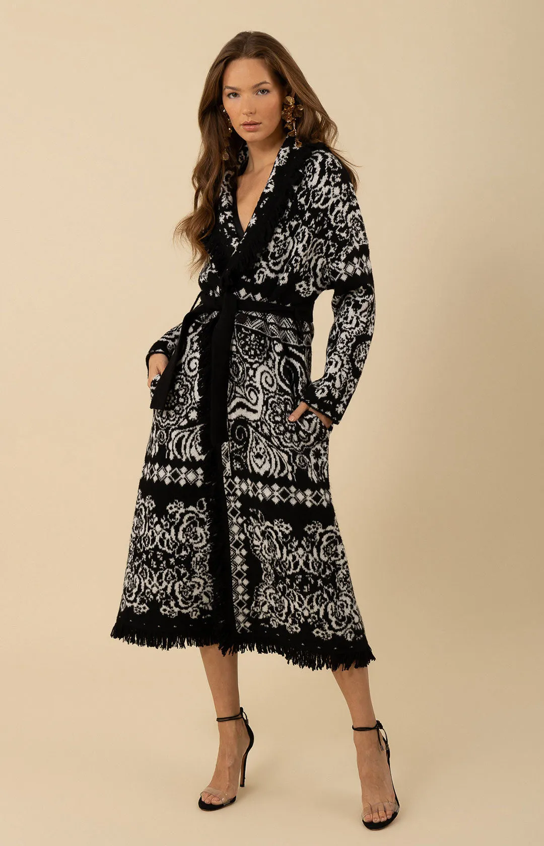 Haisley Wool Blend Jacquard Sweater Maxi