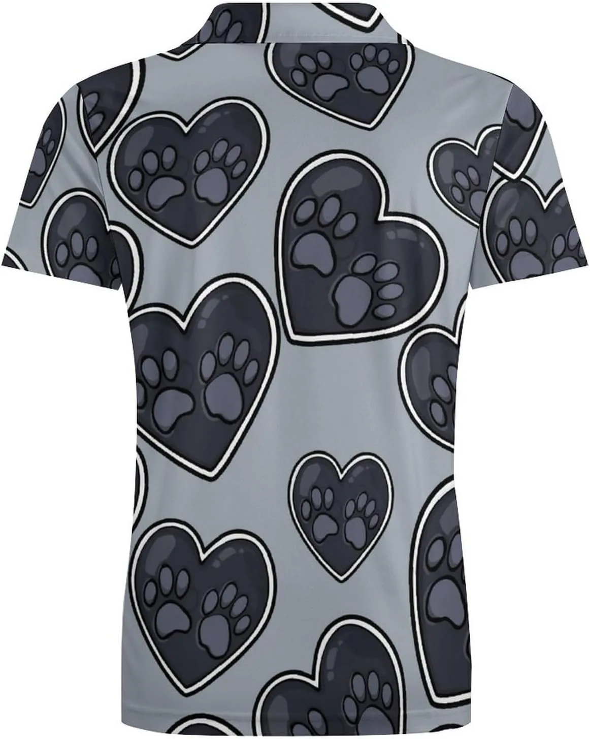 Heart Dog Paws Men's Polo-Shirt Regular-Fit Short Sleeve Sports Quick Dry Golf Tennis T-Shirt